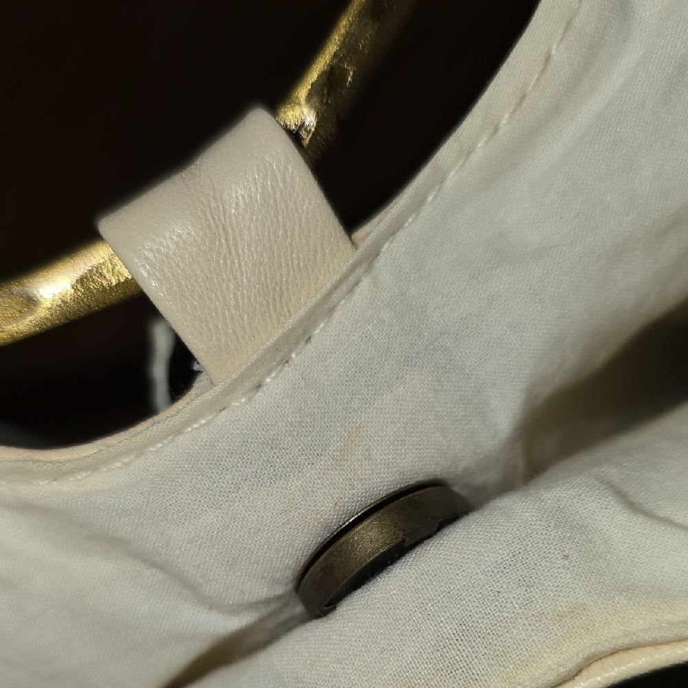 Anthropologie Beige Textured Tote with Gold Ring Handles NWT LOT-Q - Picture 9 of 11